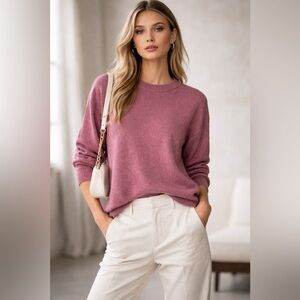 Vintage U-Right Wool Blend Crewneck Sweater Heathered Rose Pink NWT Large